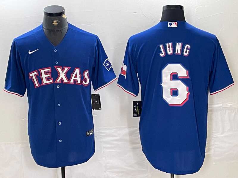 Mens Texas Rangers #6 Josh Jung Blue Stitched MLB Cool Base Nike Jersey